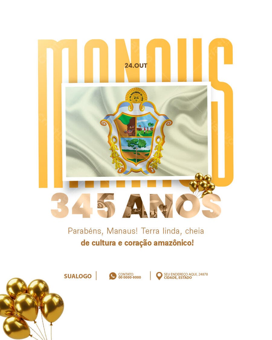 Flyer Aniversário Manaus 345 Anos PSD Editável
