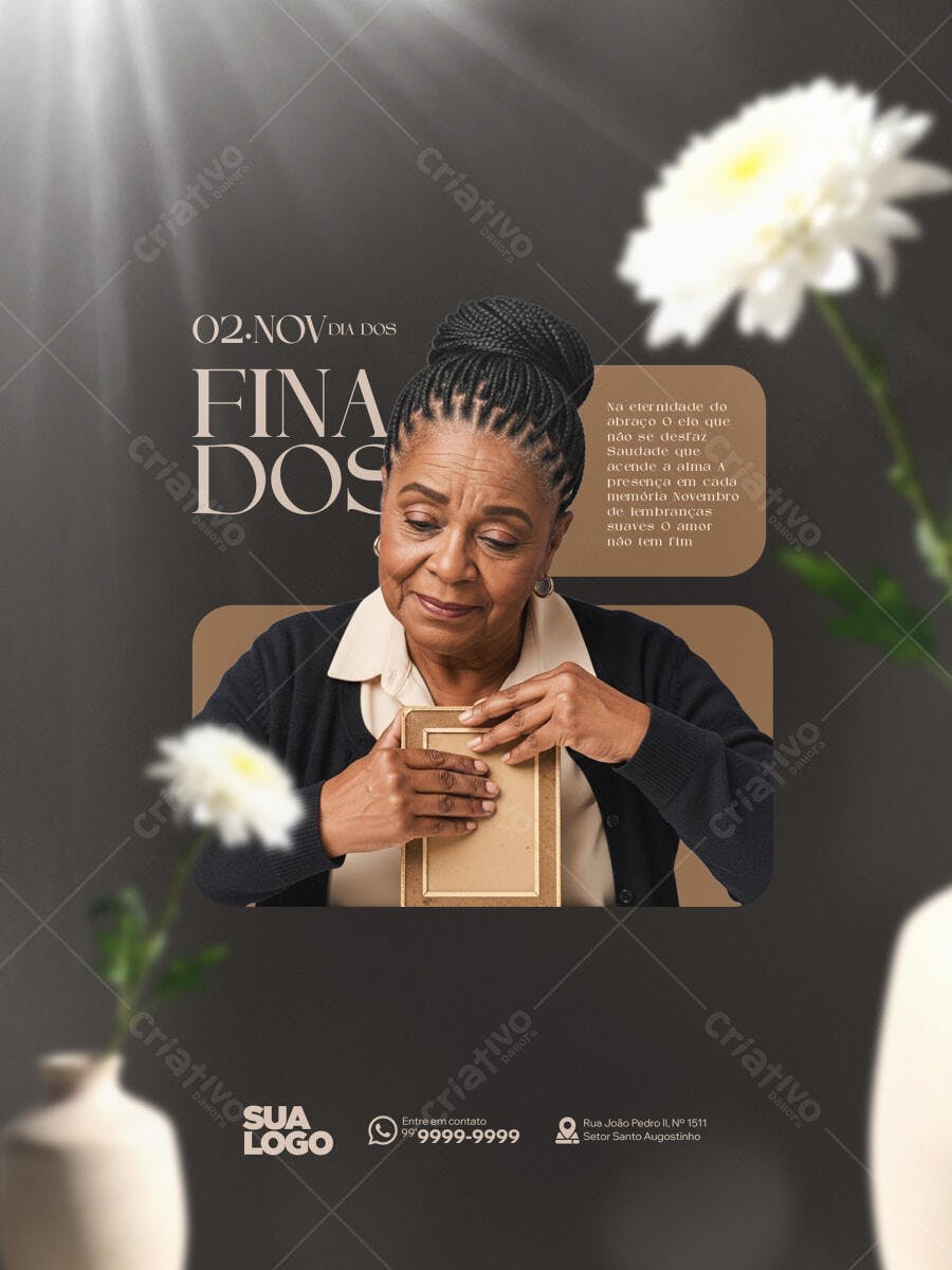 Flyer para Dia de Finados com Mulher Idosa PSD Editável