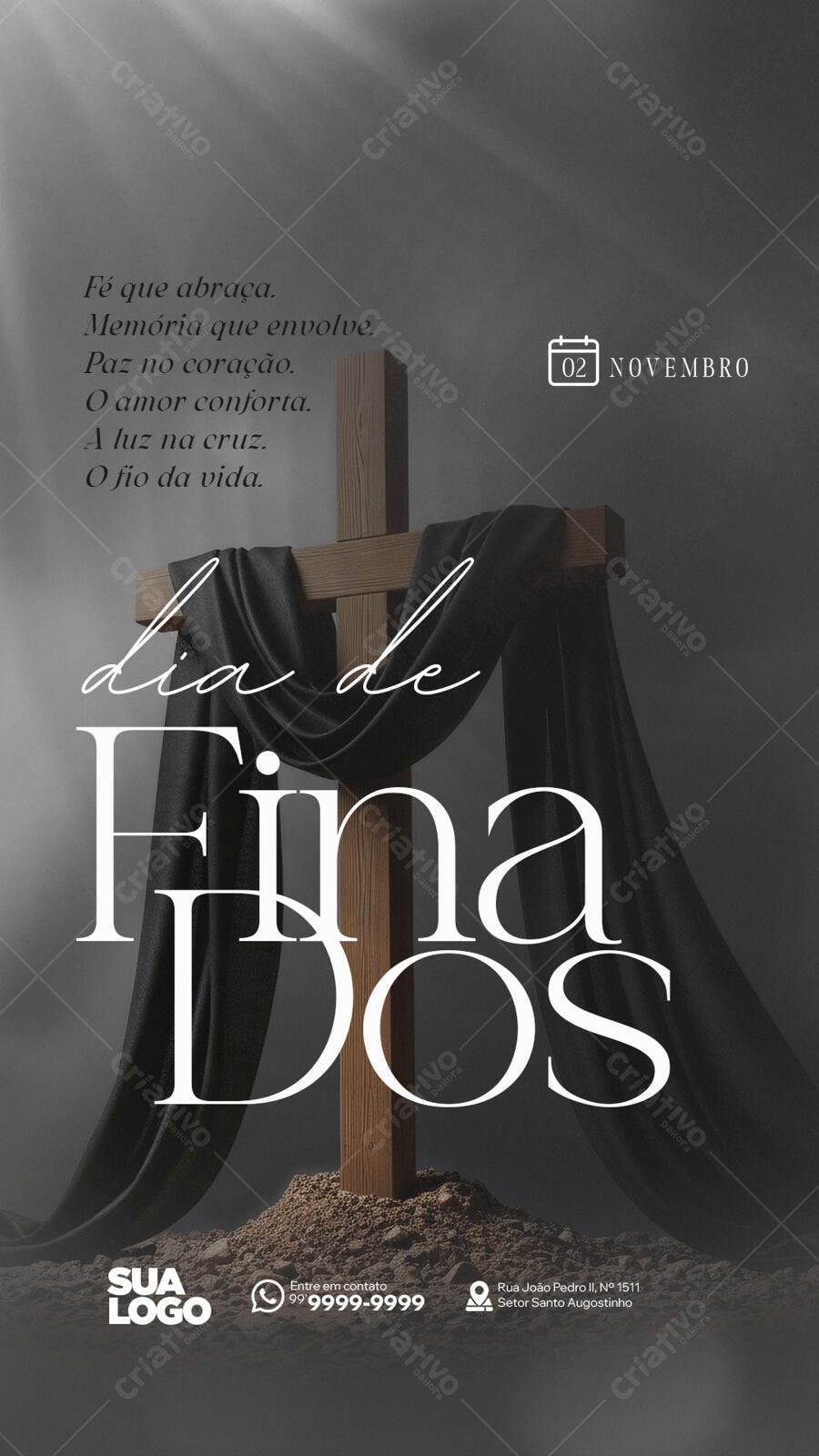 Post Redes Sociais Dia de Finados 02 Novembro PSD Editável