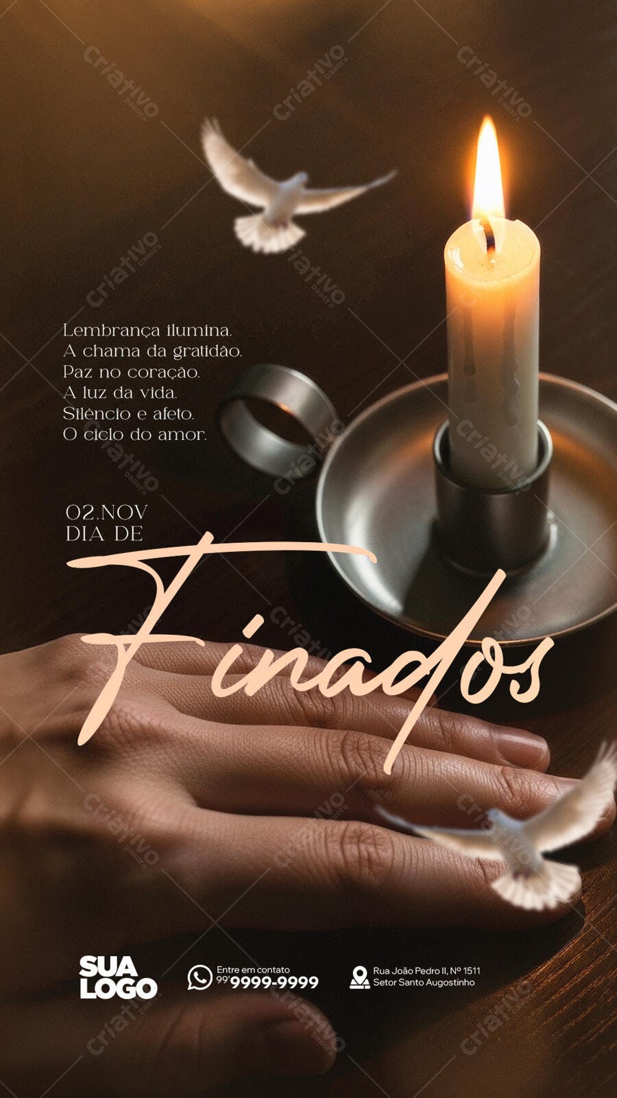 Flyer Vertical para Dia de Finados Homenagem PSD Editável