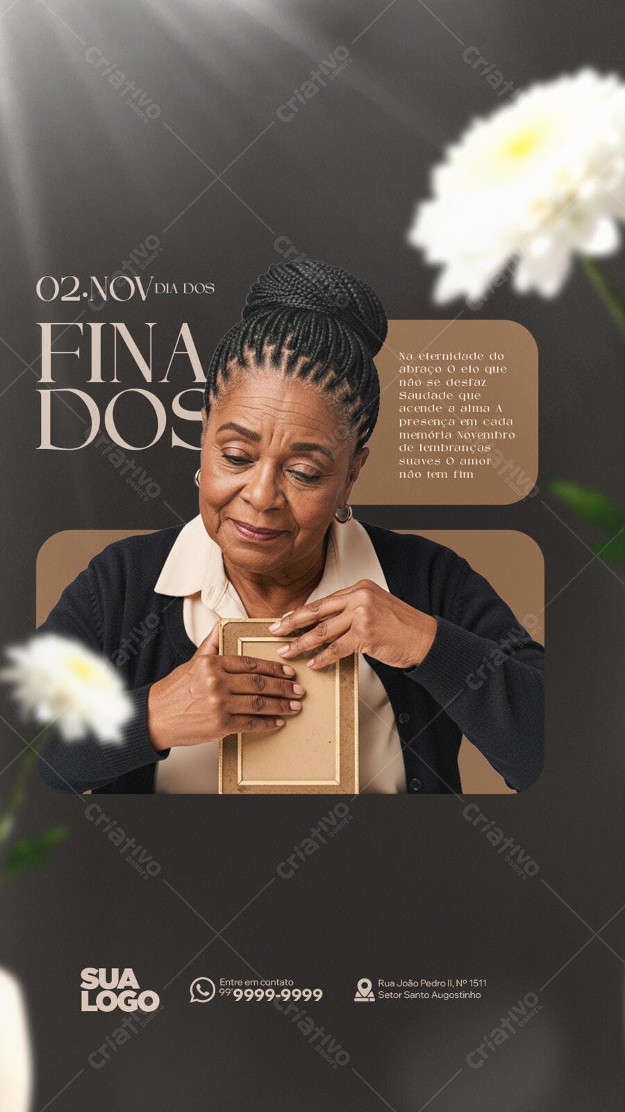 Flyer Dia dos Finados Homenagem Mulher Negra PSD Editável