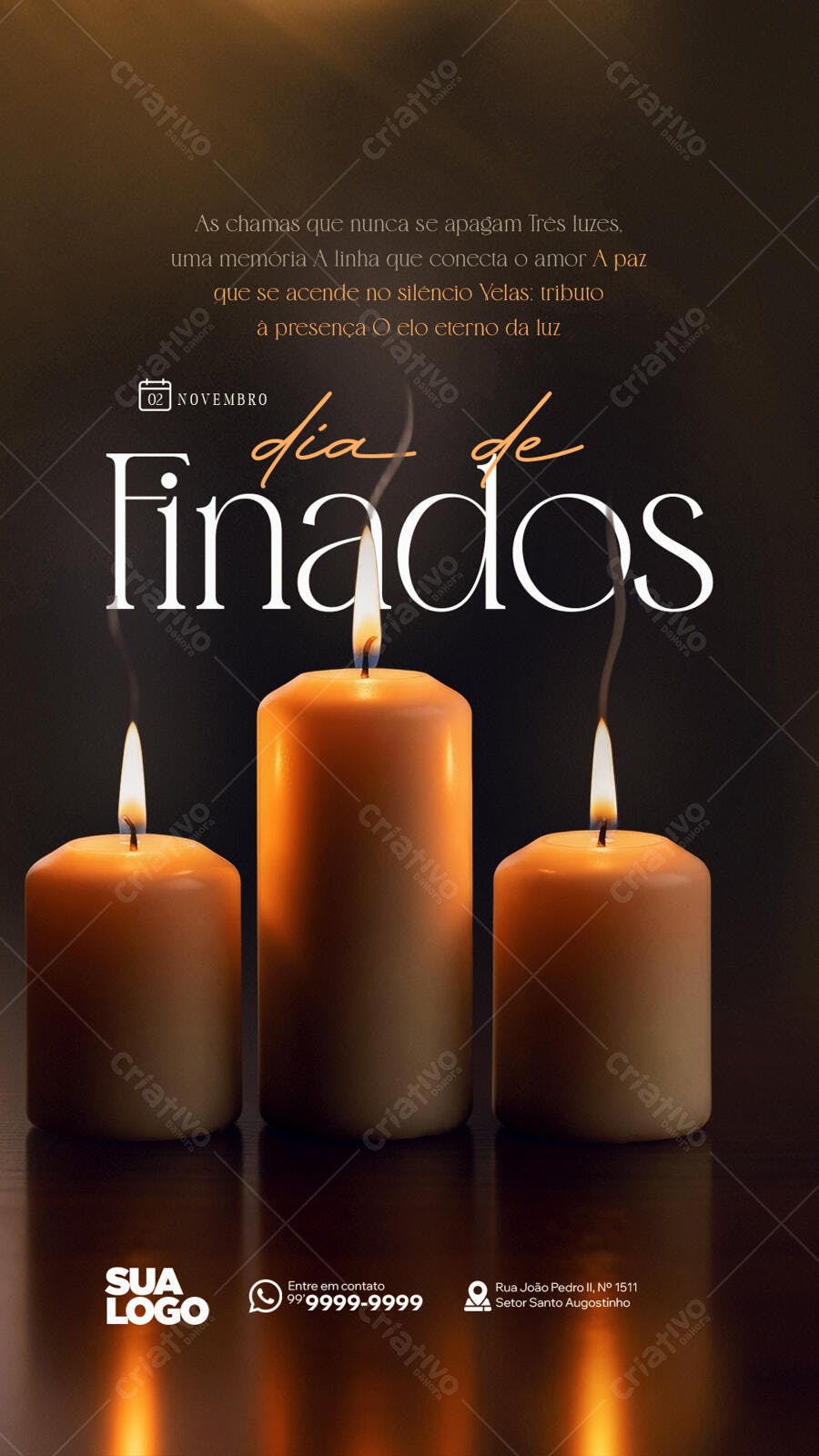 Flyer Dia de Finados Homenagem Velas Aceso PSD Editável