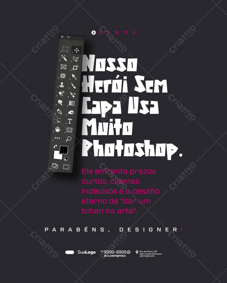 Flyer Dia do Designer Ferramentas Photoshop Psd Editável