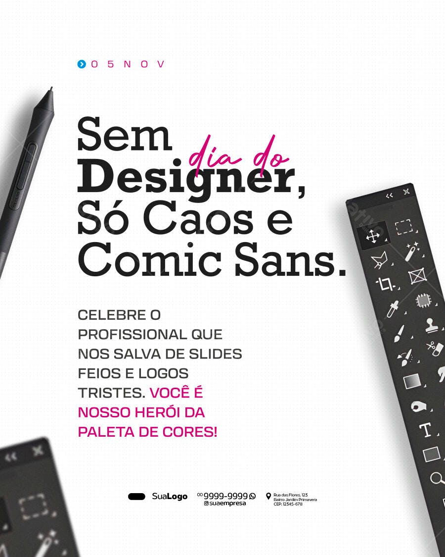 Flyer Dia do Designer 05 NOV PSD Editável