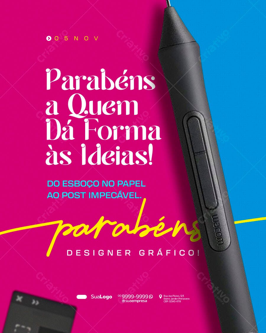 Flyer Parabéns Designer Gráfico PSD Editável