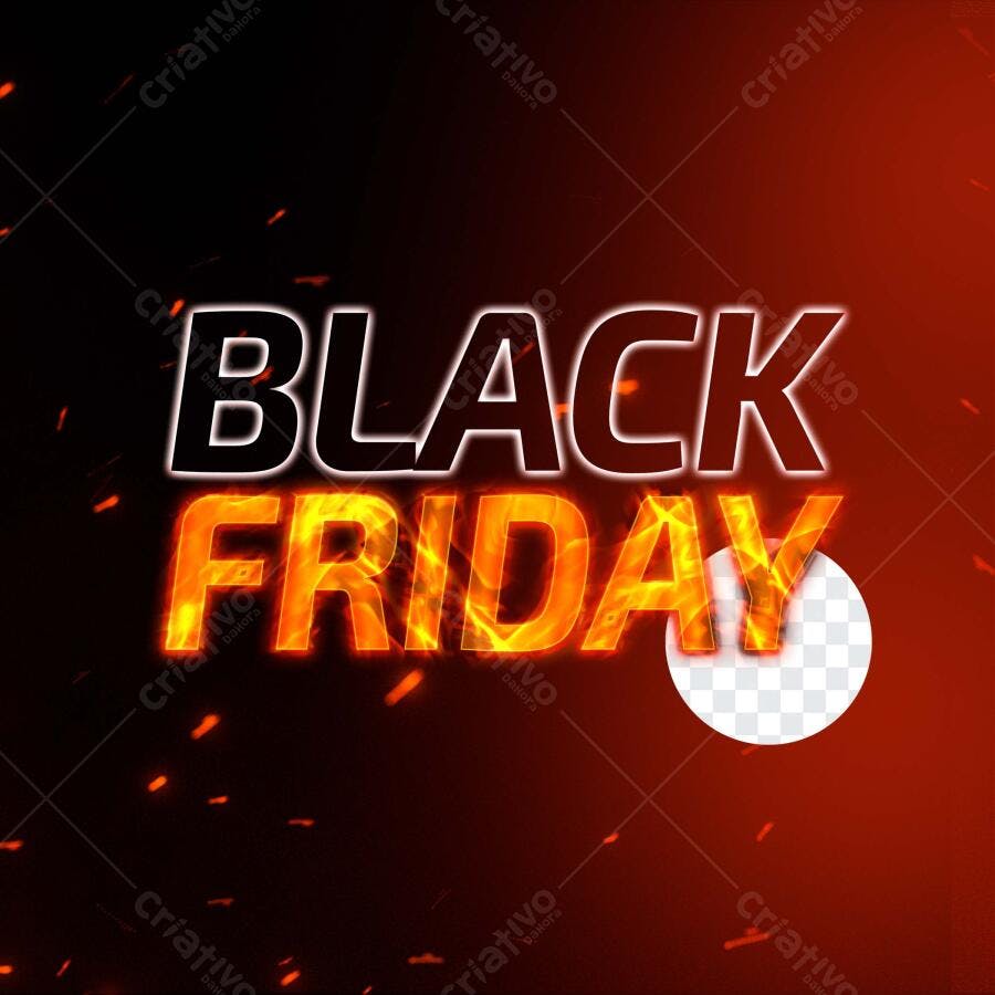 Elemento Gráfico Black Friday Efeito Chamas PNG com fundo transparente