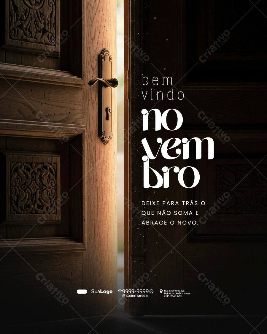 Flyer Motivacional Bem-vindo Novembro PSD Editável