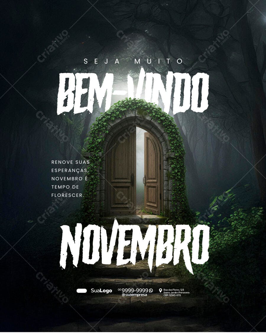 Flyer Boas-vindas Novembro Renovação Psd Editável