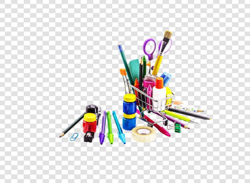 Coleção Material Escolar Escritório Cores Vibrantes PNG com fundo transparente