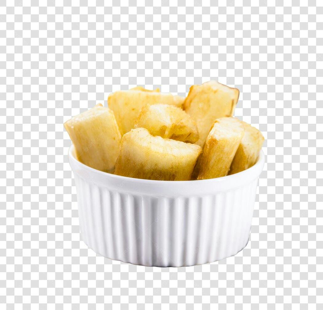 Foto de Porção de Mandioca Frita em Ramekin PNG com fundo transparente