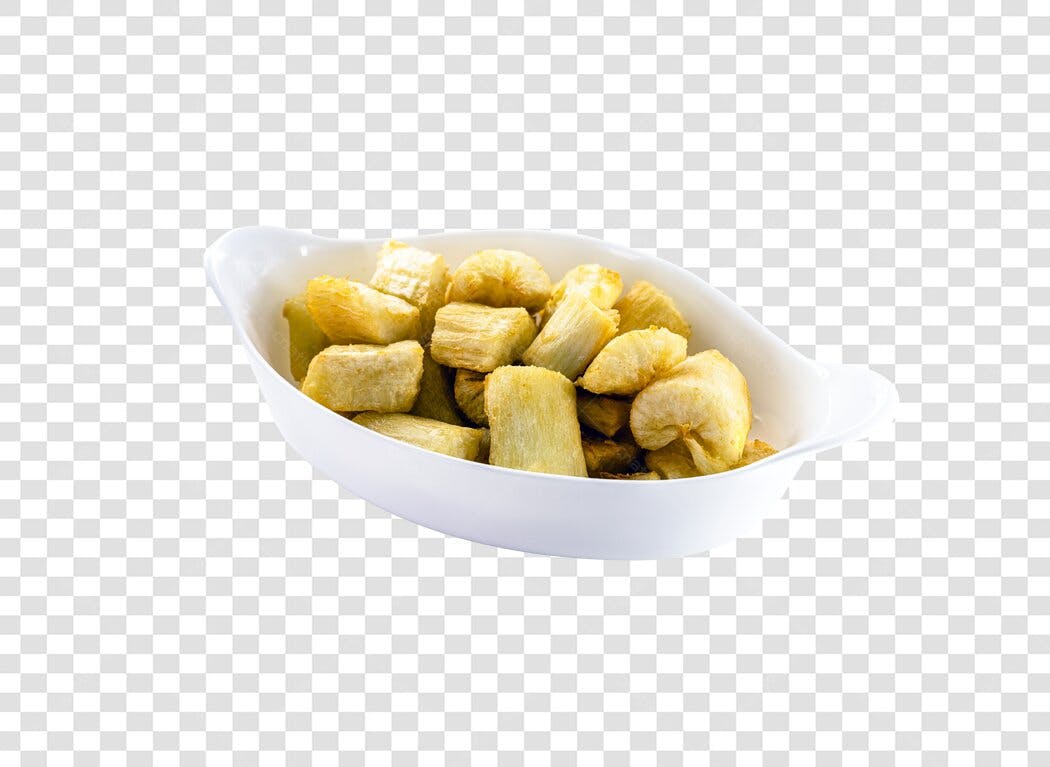 Porção de Aipim Frito em tigela branca PNG com fundo transparente