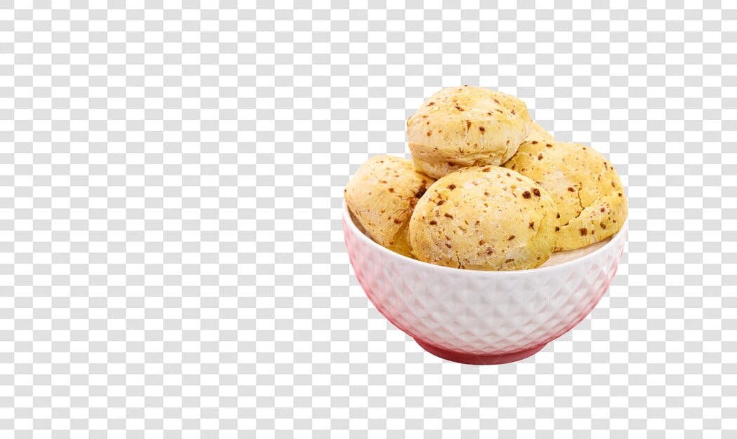 Imagem de Comida Pães de Queijo Dourados em Tigela Branca PNG com fundo transparente