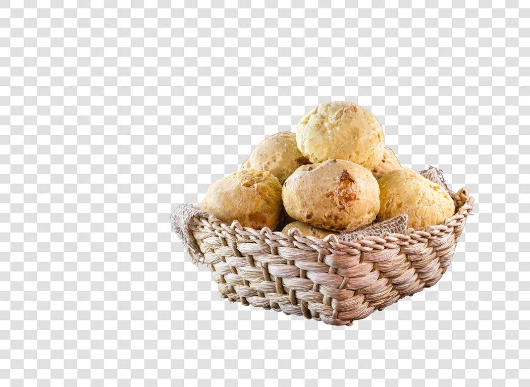 Pão de Queijo Cesta Rústica para Padaria e Cafeteria PNG com fundo transparente