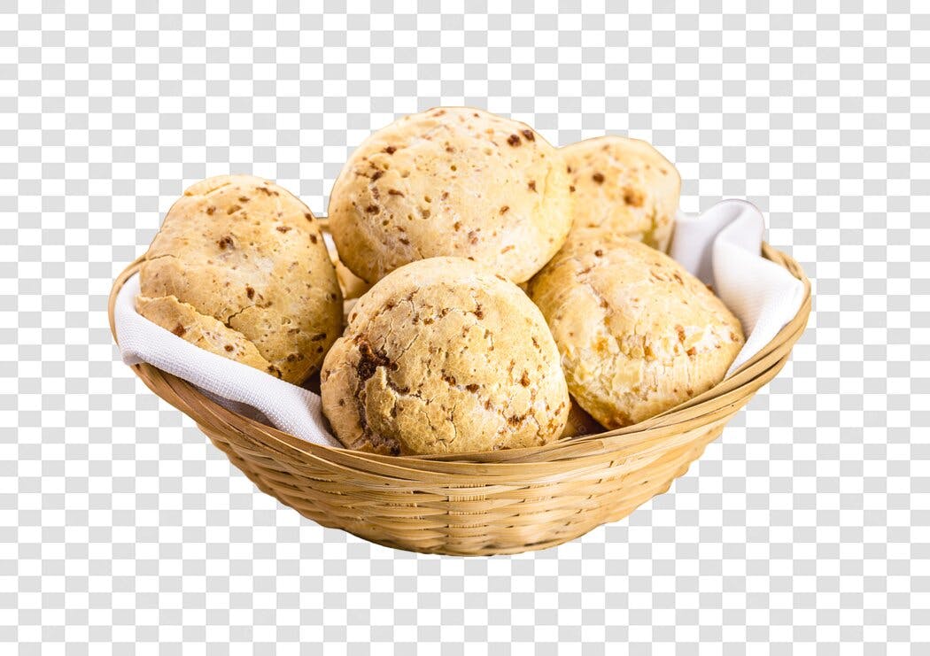 Item de Comida Pão de Queijo em Cesta PNG com fundo transparente