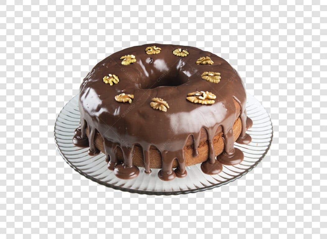 Elemento Gráfico Bolo de Chocolate com Nozes para Aniversário PNG com fundo transparente