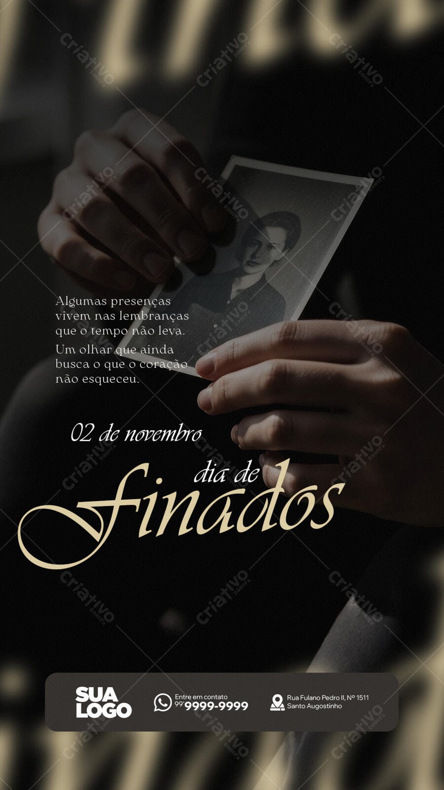 Story Luto e Memória com Foto Antiga P&B 02 de Novembro PSD Editável
