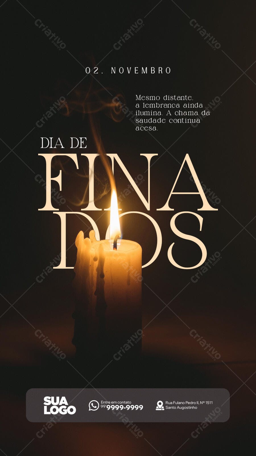 Flyer Dia de Finados 02 de Novembro com Vela Acesa PSD Editável