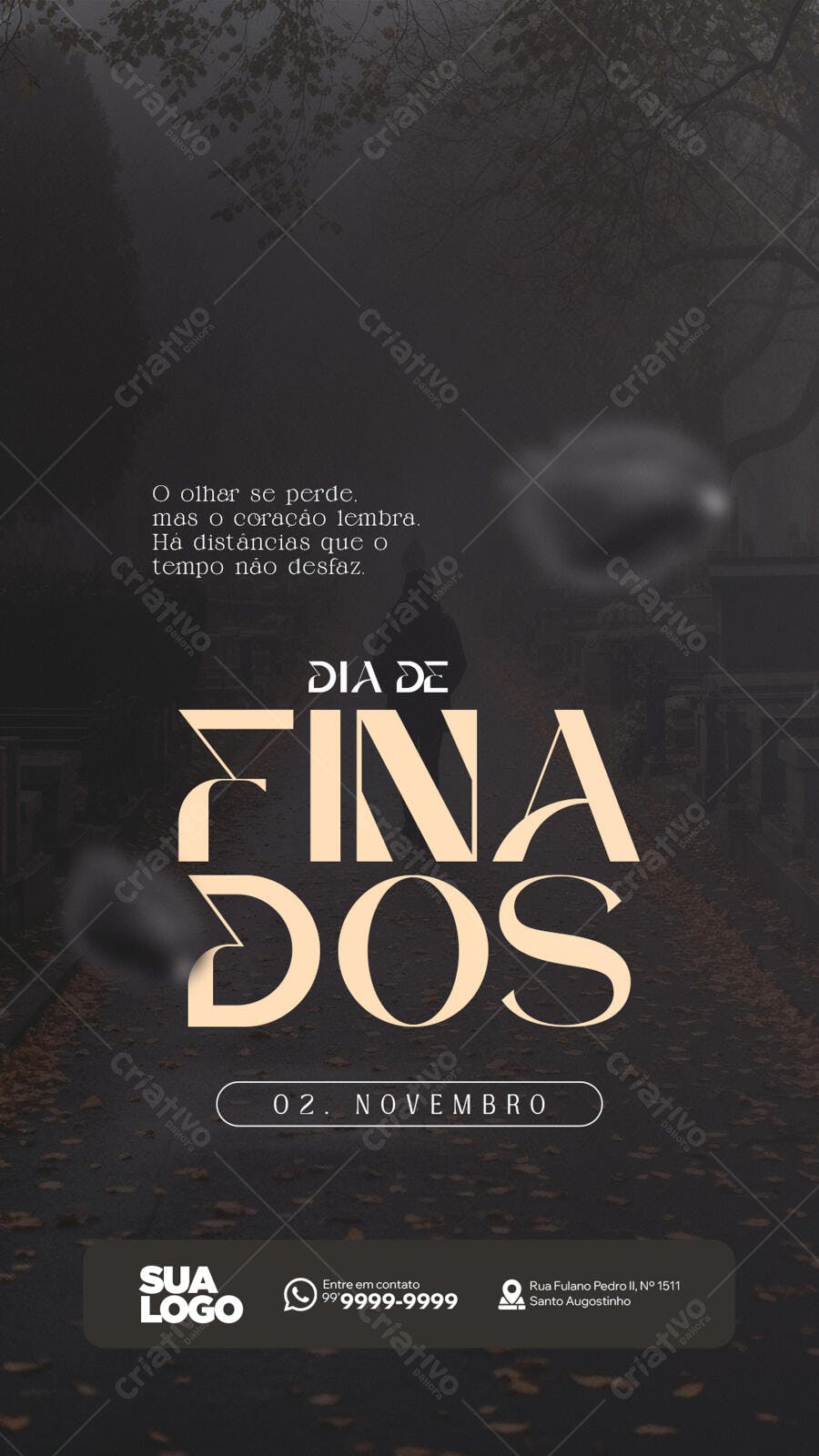 Flyer Dia de Finados Homenagem Reflexiva PSD Editável