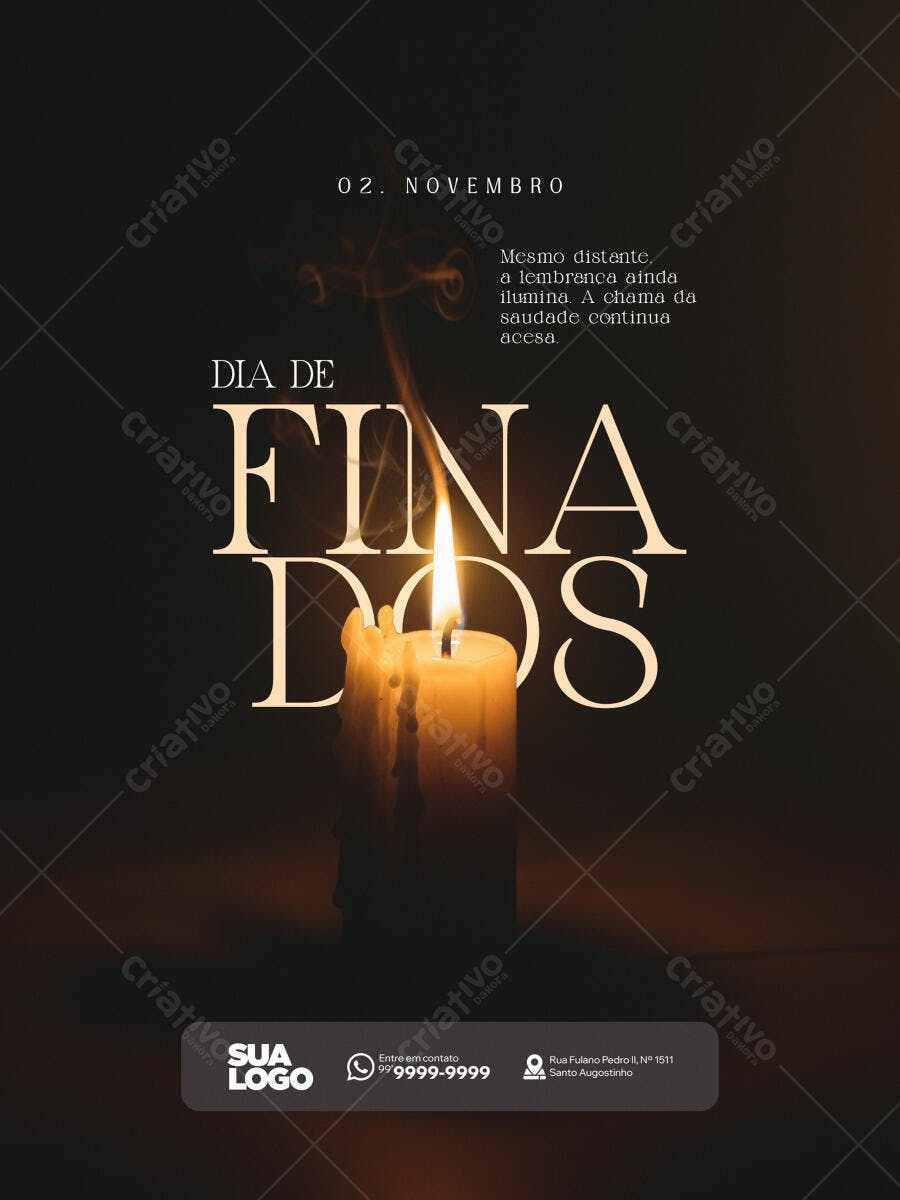 Flyer Dia de Finados com Vela Acesa PSD Editável
