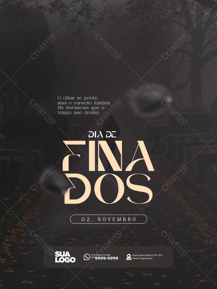 Flyer para Dia de Finados Cemitério Nebuloso PSD Editável