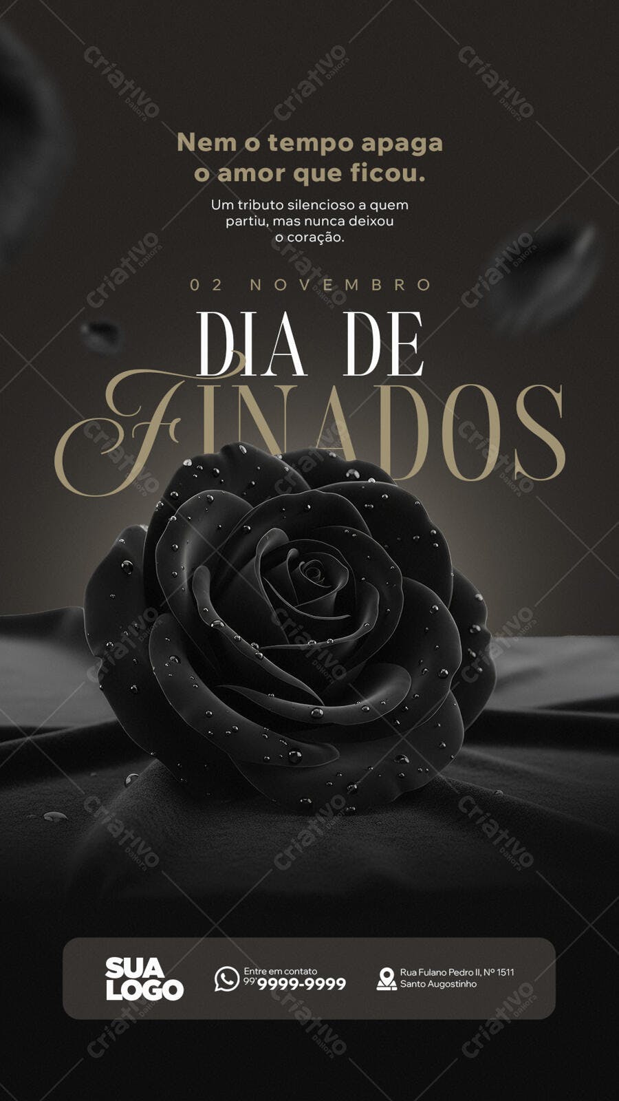 Flyer Dia de Finados com Rosa Negra PSD Editável