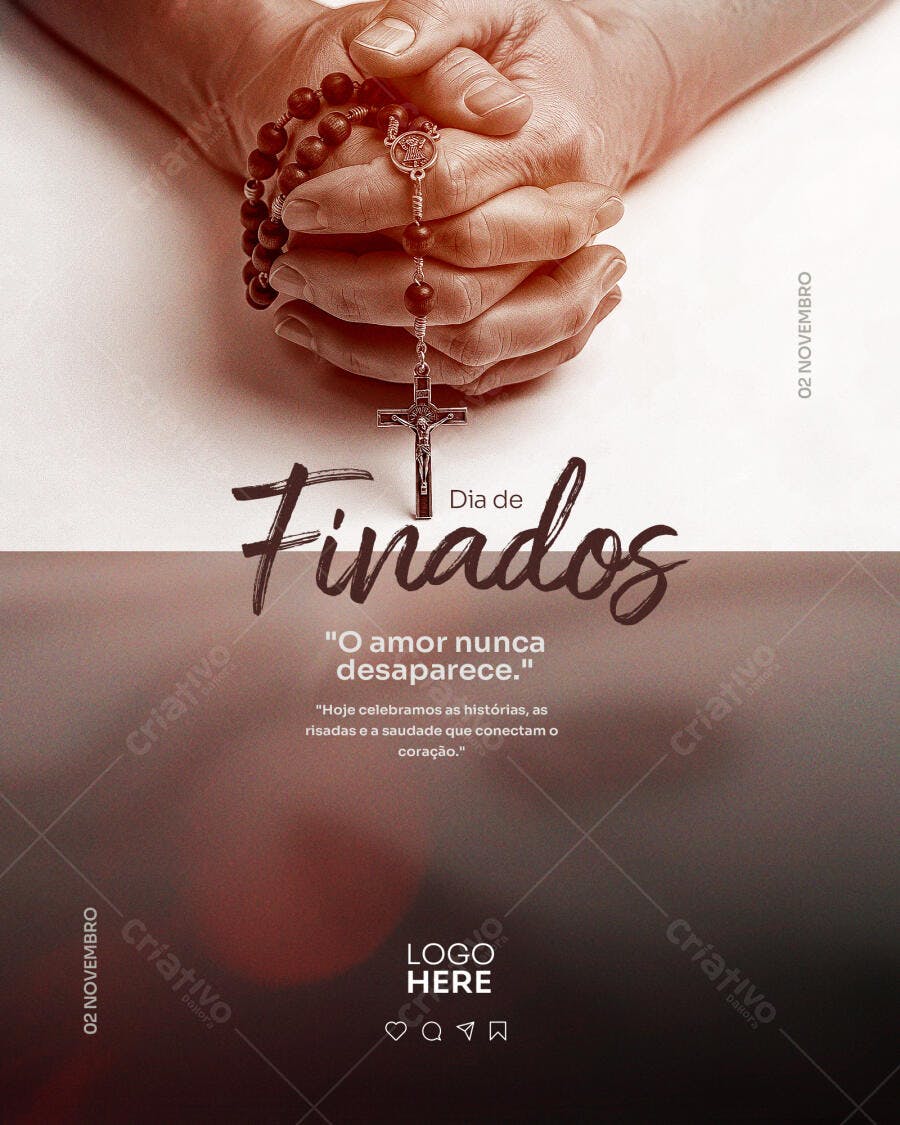 Flyer Dia de Finados com Rosário PSD Editável