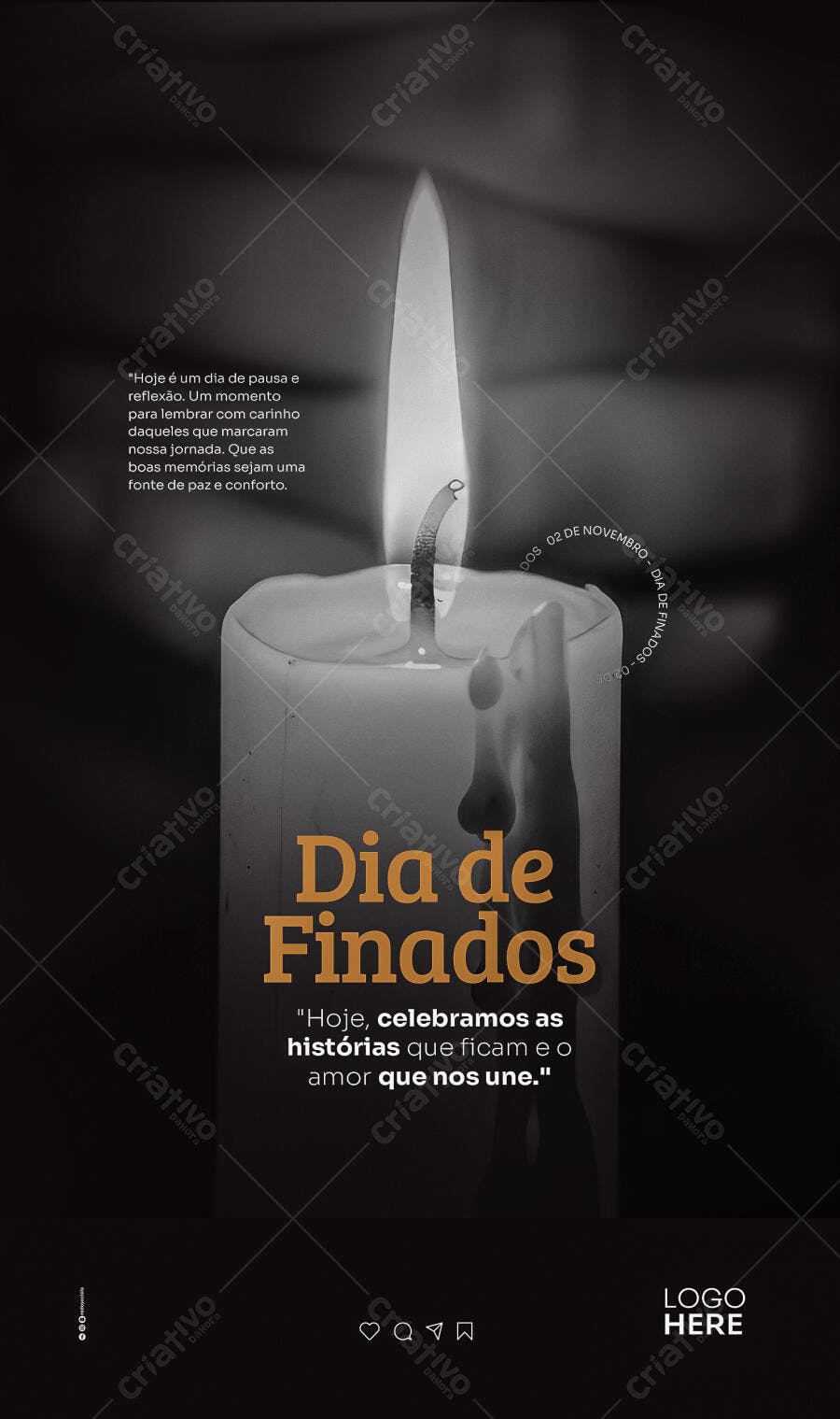 Flyer Dia de Finados com Vela Branca PSD Editável