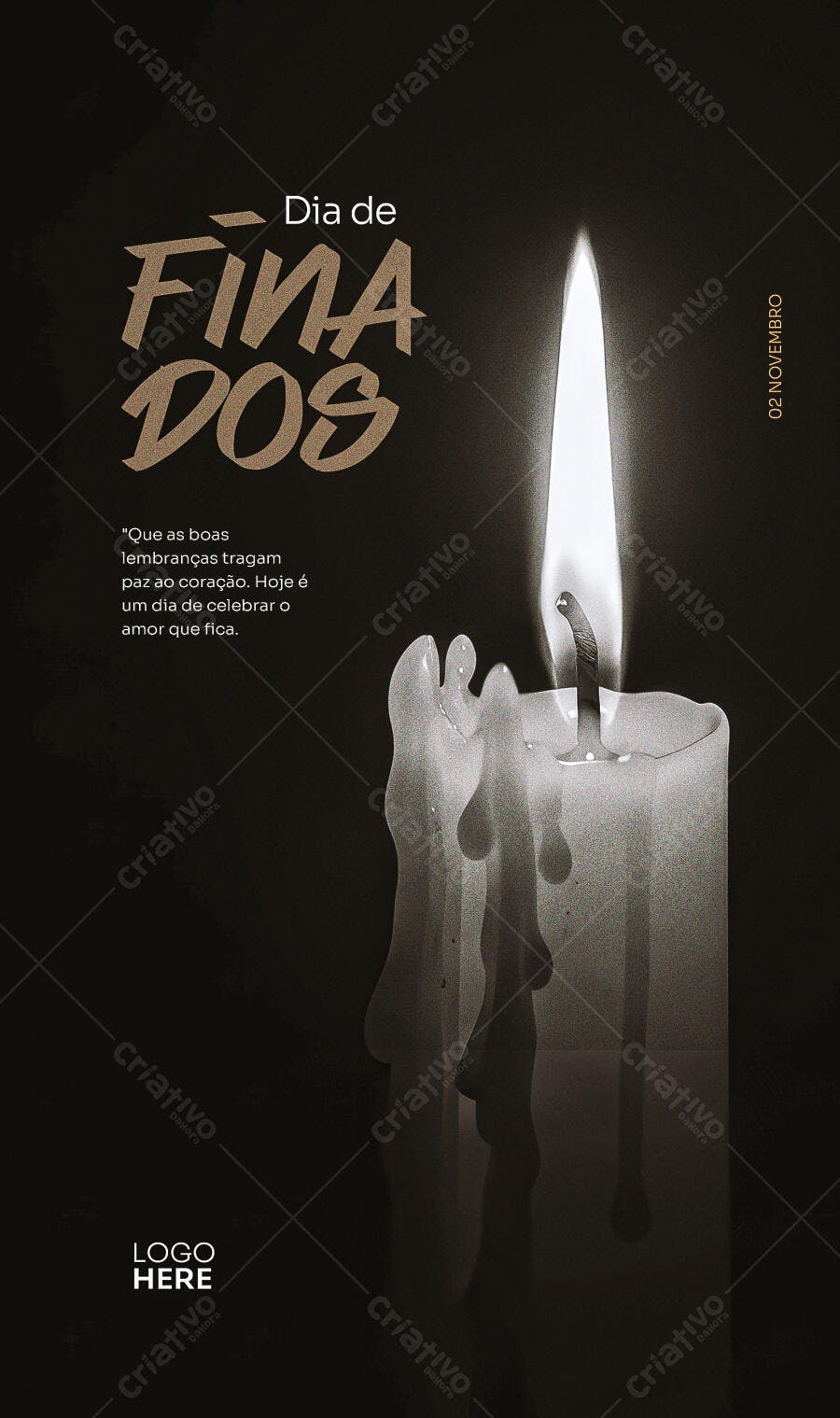 Flyer Dia de Finados com Vela Branca PSD Editável