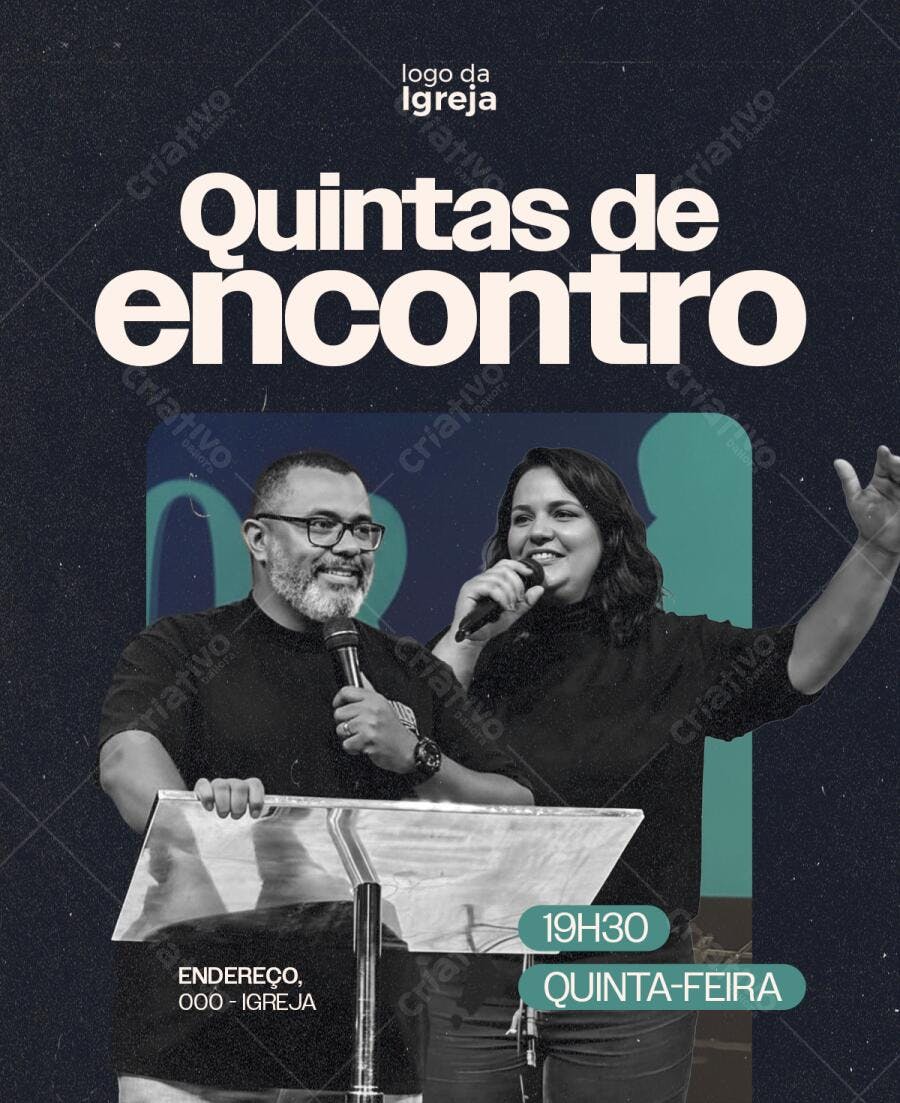 Flyer de Culto Quintas de Encontro Igreja PSD Editável