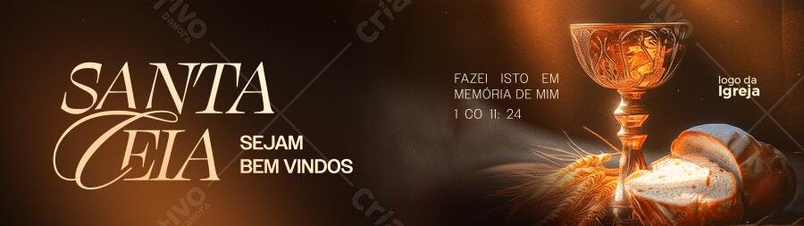 Banner para Santa Ceia da Igreja Cristã PSD Editável