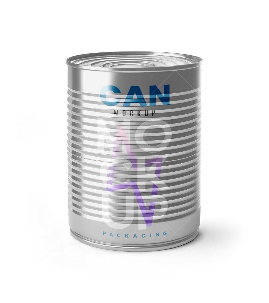 Mockup Realista de Lata Metálica para Embalagem de Alimentos e Bebidas
