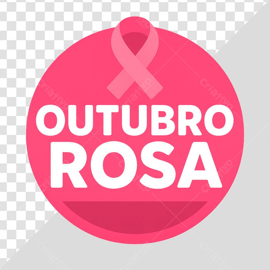 Selo Outubro Rosa Campanha Câncer de Mama PSD Editável