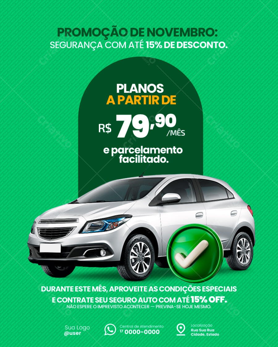 Flyer para Promoção de Novembro Seguro Auto PSD Editável