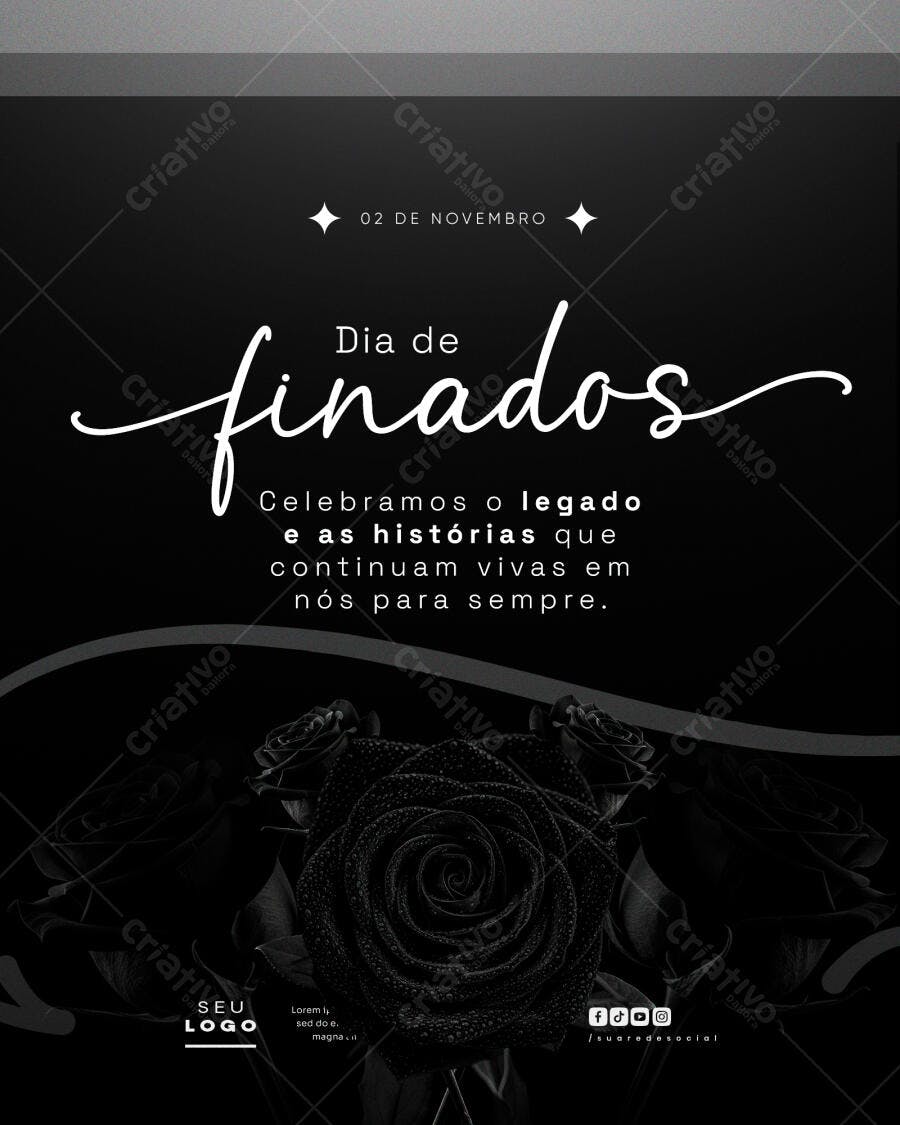 Post Institucional para Dia de Finados PSD Editável