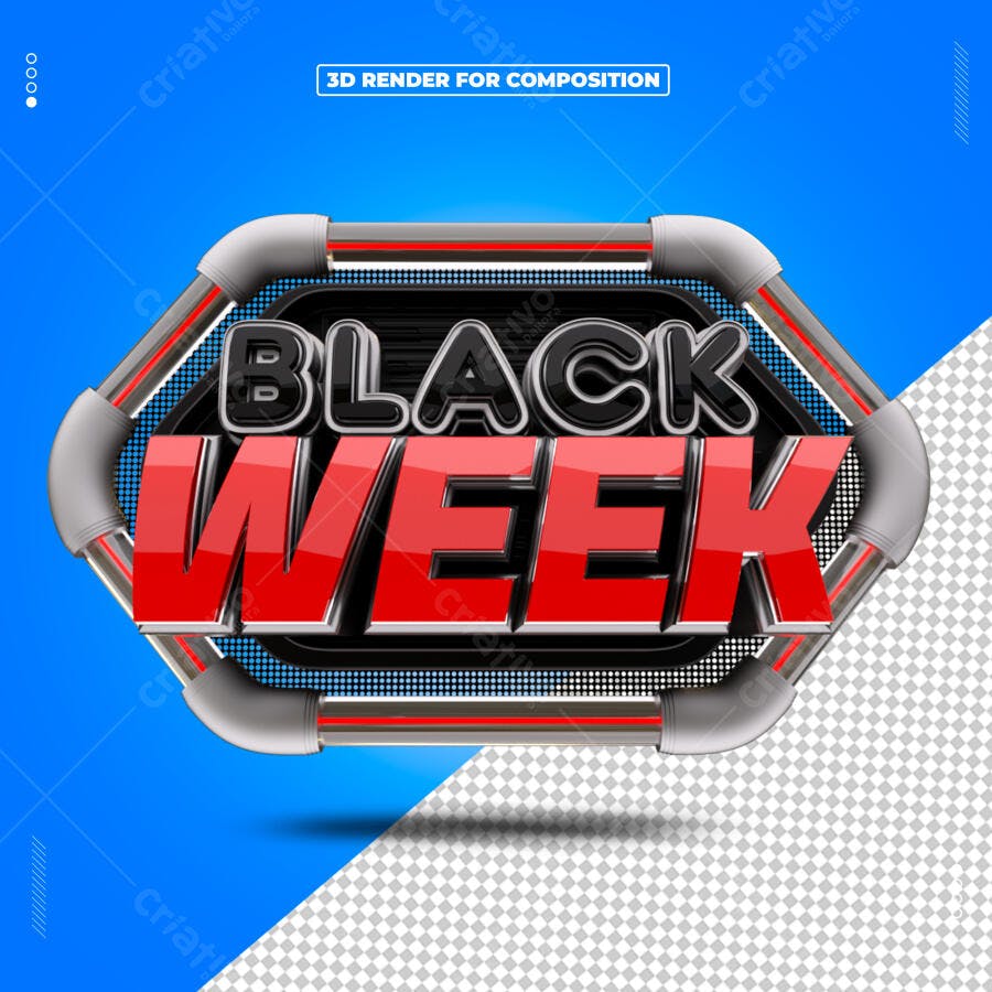 Título 3D para Black Week Promoção PSD Editável