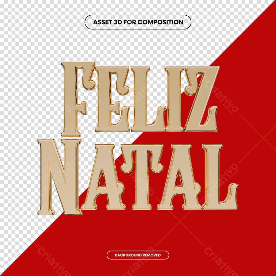 Texto 3D Feliz Natal para Composição Festiva PSD Editável
