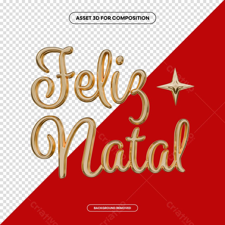 Texto 3D Feliz Natal Dourado PSD Editável
