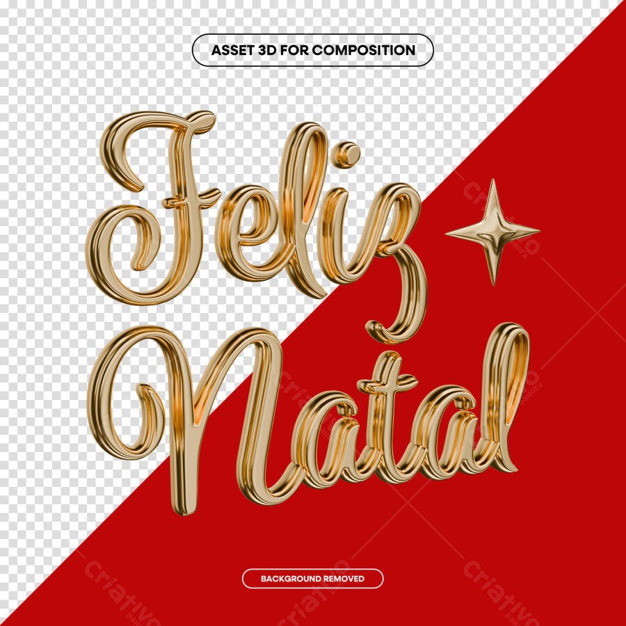 Texto 3D Dourado para Feliz Natal PSD Editável