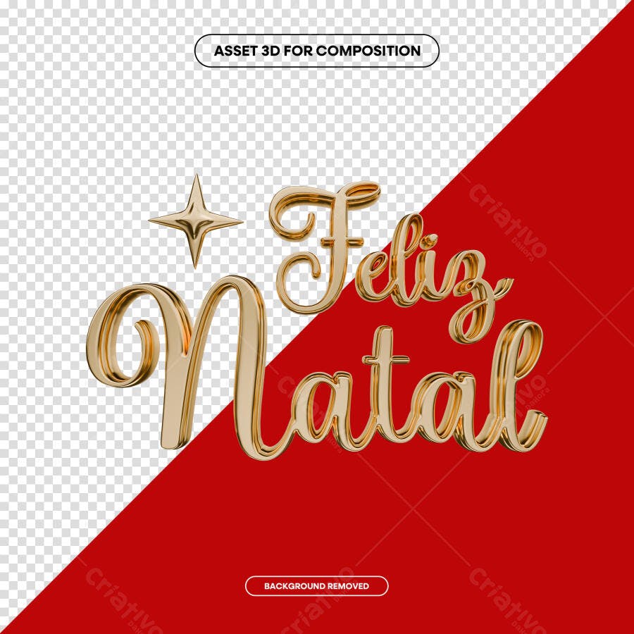 Texto Feliz Natal 3D Dourado PSD Editável