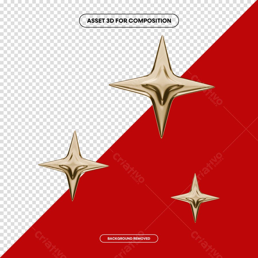 Ativo 3D Estrelas Douradas para Celebrações PSD Editável