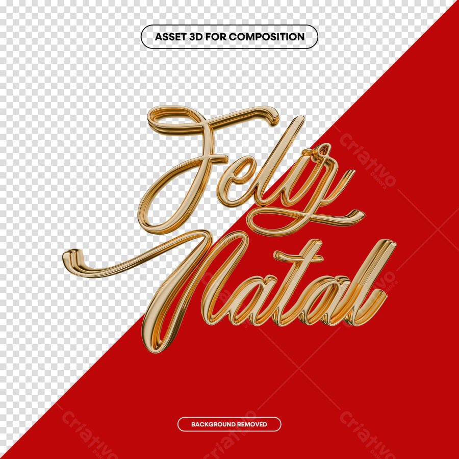 Texto 3D Dourado Feliz Natal para Celebração PSD Editável