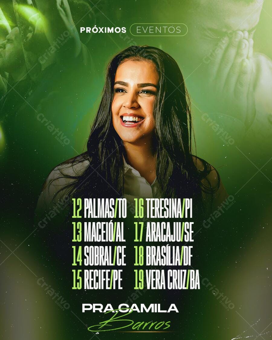 Flyer para Próximos Eventos da Pra Camila Barros PSD Editável
