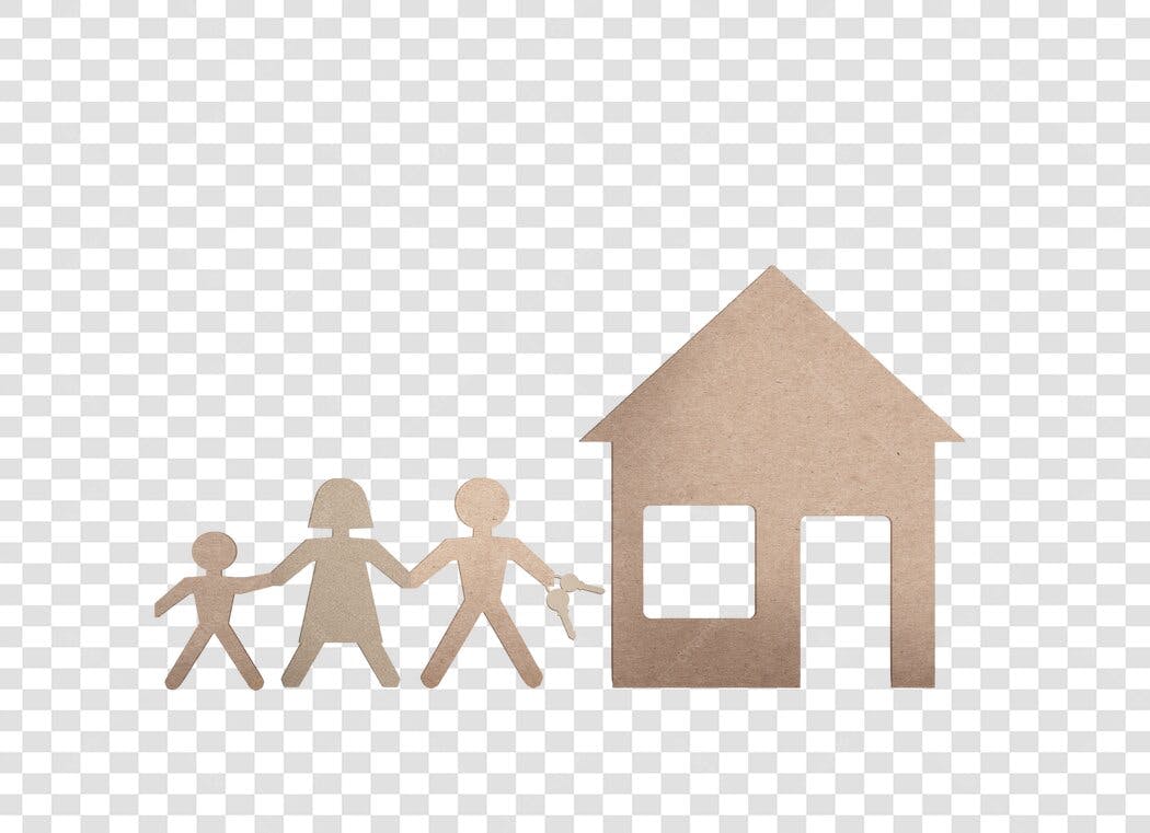 Ilustração Família Imobiliário Casa Nova Chaves Marrom PNG com fundo transparente