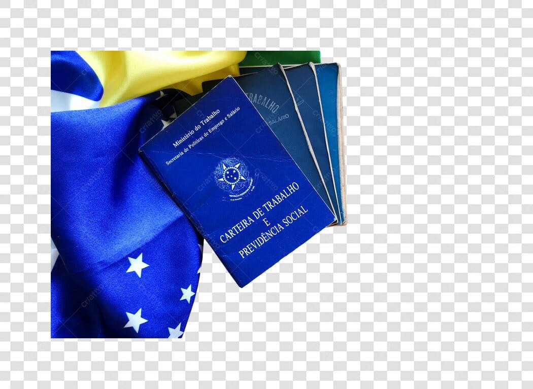 Ilustração Carteira de Trabalho e Bandeira do Brasil PNG com fundo transparente