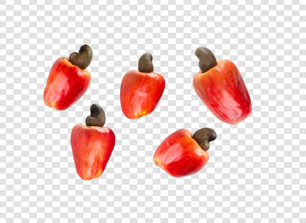 Elementos Frutas Cajus Vermelhos e Marrons para Alimentos PNG com fundo transparente