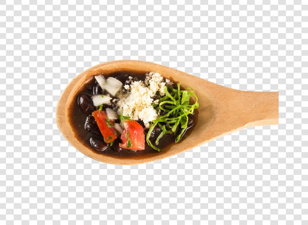 Elemento gráfico Feijoada com feijão preto na colher PNG com fundo transparente