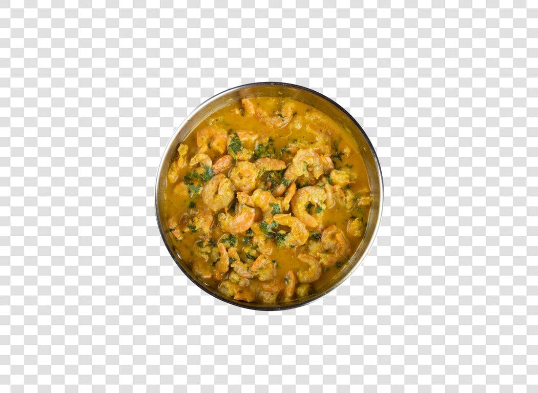 Prato de Comida Moqueca de Camarão Molho Laranja PNG com fundo transparente