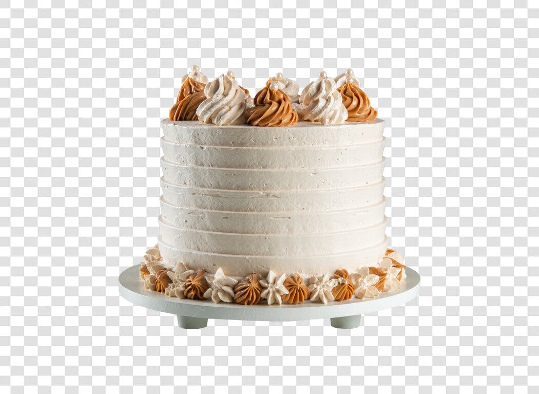 Bolo de Aniversário Elegante Creme Caramelo PNG com fundo transparente