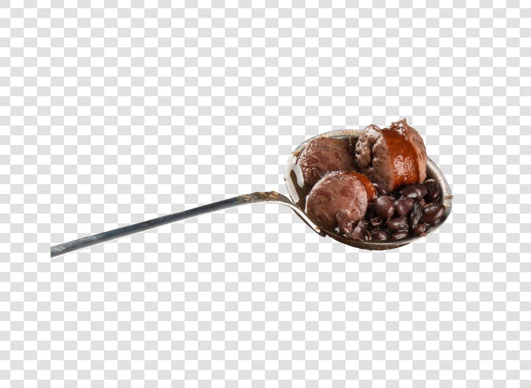 Colher de Feijão Preto e Carne Marrom para Comida Típica PNG com fundo transparente