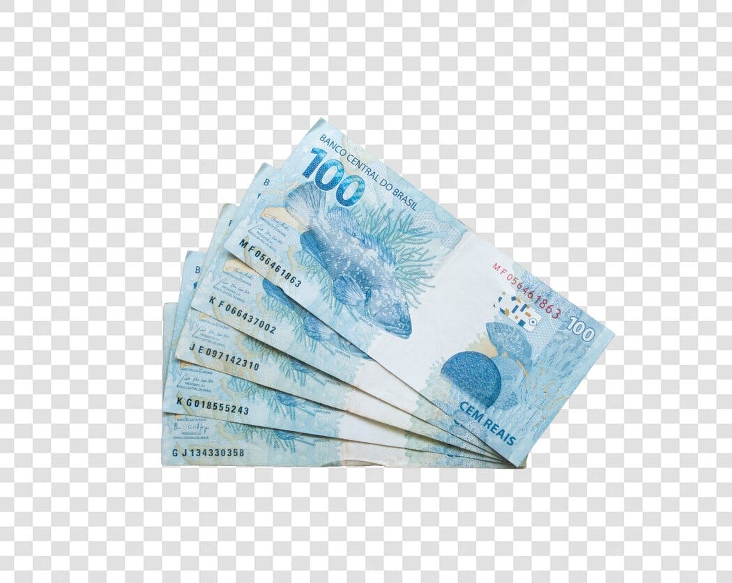 Ilustração de Cédulas de Cem Reais Dinheiro Brasileiro PNG com fundo transparente